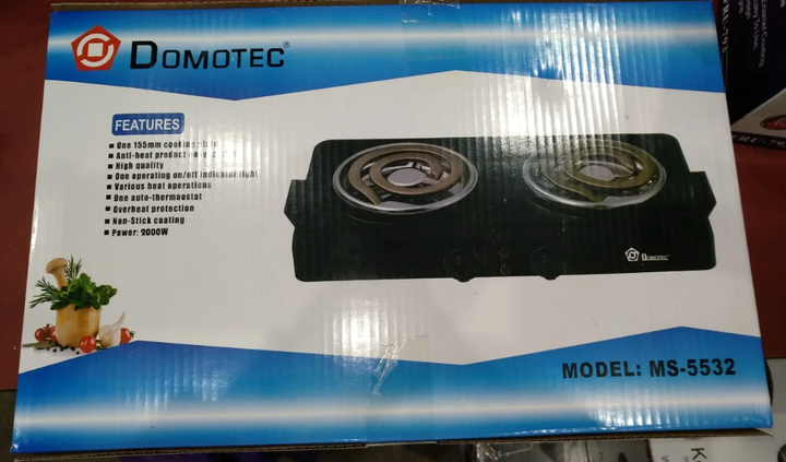 Плита електрична настільна двоконфоркова з широкою спіраллю Domotec MS 5532, Чорна (МХ-11728) - зображення 7