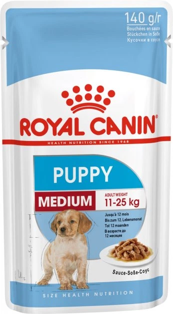 Opakowanie mokrej karmy dla szczeniąt Royal Canin Puppy M - saszetki 10 x 140 g (9003579008324) - obraz 2