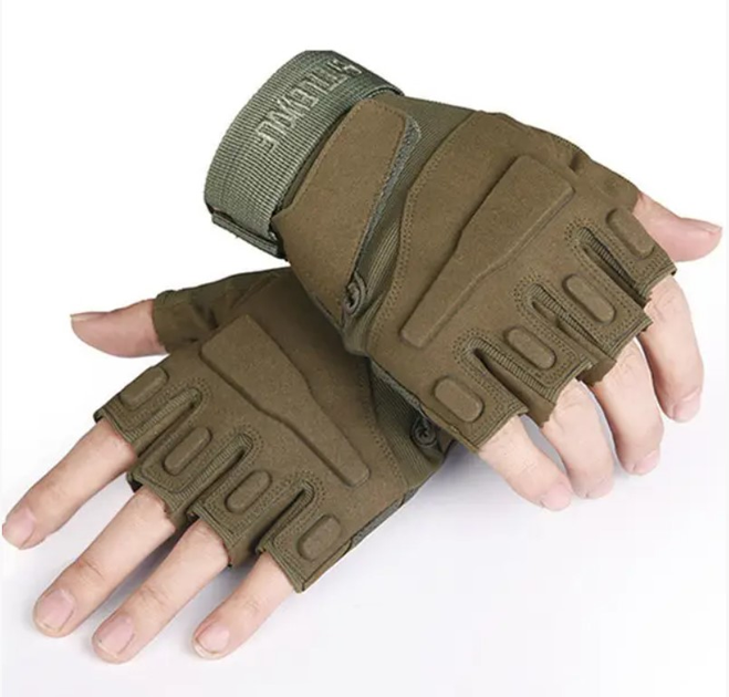 Перчатки тактические штурмовые (велоперчатки, мотоперчатки) BattleWolf беспалые Green р.L - изображение 2