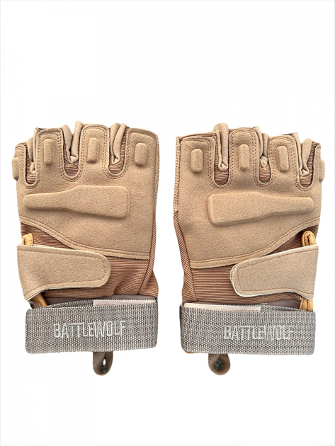 Тактические перчатки с открытыми пальцами военные перчатки цвет койот размер XL 1 пара - изображение 1