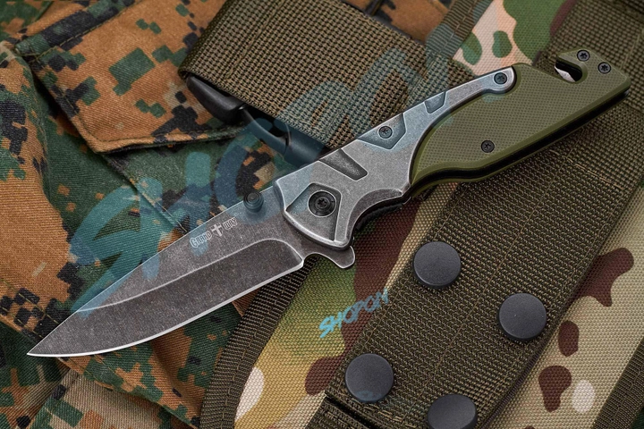 Нож тактический, складной нож карманный для рыблки, охоты, Bounce GHU-3211, зеленый - изображение 1