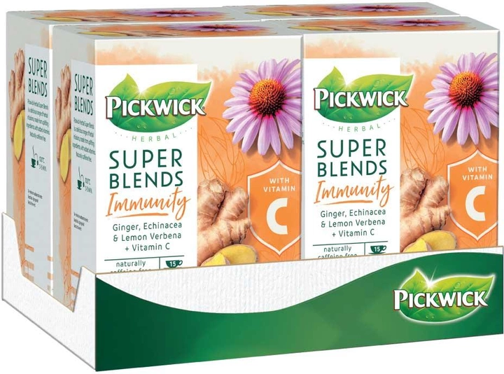Акция на Упаковка чаю трав'яного Pickwick Super Blends Immunity (Імунітет) 4 шт х 15 пакетиків от Rozetka