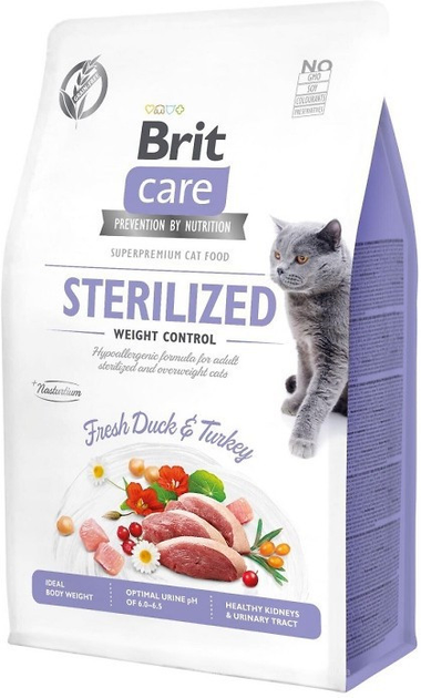 Сухой корм для стерилизованных кошек с лишним весом Brit Care Cat GF ...