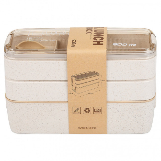 Ланч-бокс тройной Эко "Lunch box", 900мл, бежевый – фото, отзывы ...
