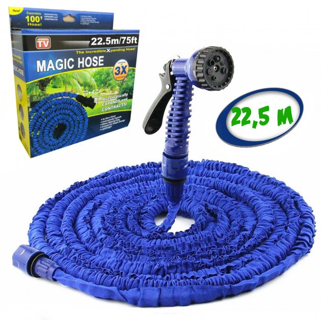 Шланг для полива растягивающийся X-HOSE 22.5 м синий садовый шланг с ...