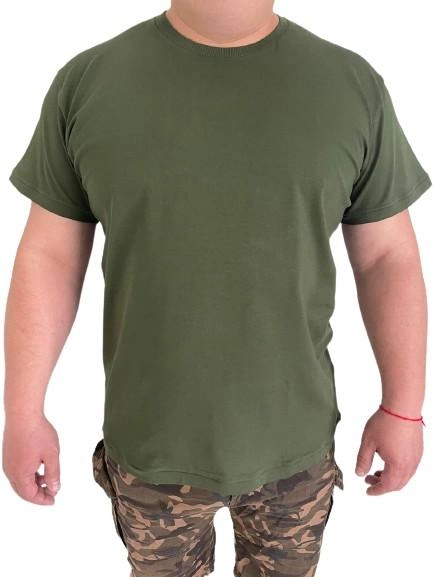 Чоловіча футболка стрейчева без принта XXL темний хакі - зображення 1