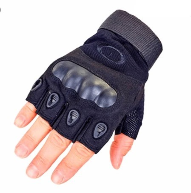 Военные перчатки без пальцев размер L (штурмовые, походные, армейские, защитные, охотничьи) Черные - изображение 1