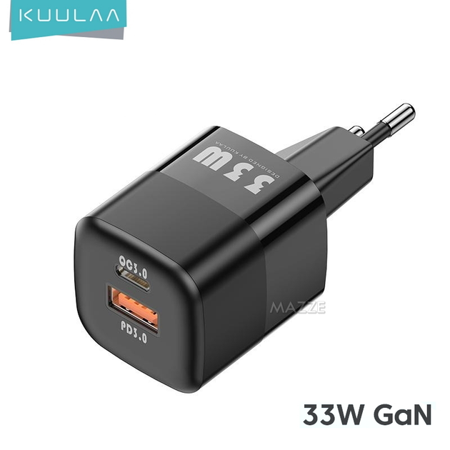 Зарядное устройство GaN 33W 2xUSB PD + QC 3.0 быстрая зарядка для ...