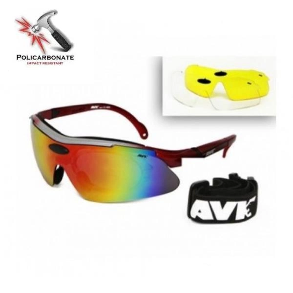 Спортивные защитные очки со сменными линзами с диоптриями AVK Veloce red тактические - изображение 1