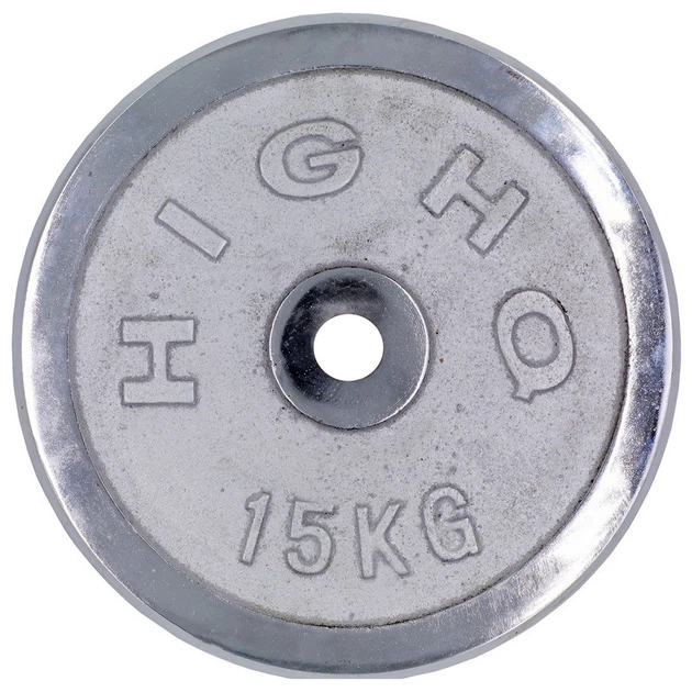 Диск для штанги 15кг металлический хромированный для штанги Highq Sport 1455-15 1шт диаметр 30мм - изображение 2