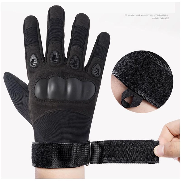 Перчатки тактические Combat с закрытыми пальцами, с кастеткой, черные, размер М - изображение 2