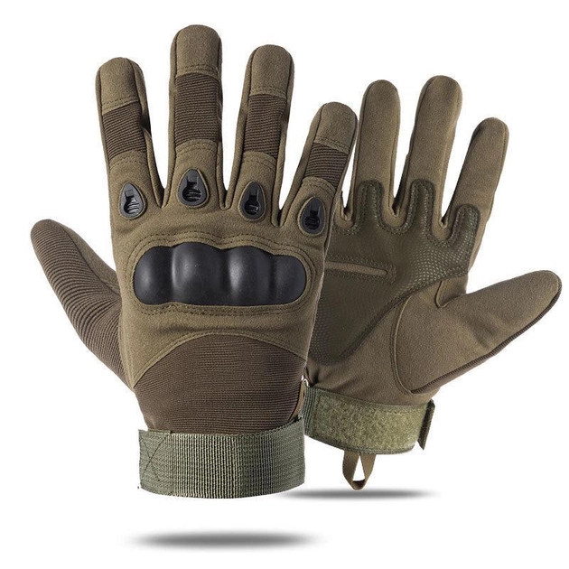 Перчатки тактические Combat с закрытыми пальцами, с кастеткой, хаки, размер М - изображение 1