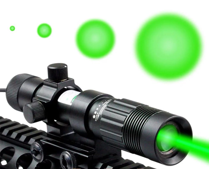 Фокусований лазерний ліхтар для полювання зелений промінь 50mW - зображення 2