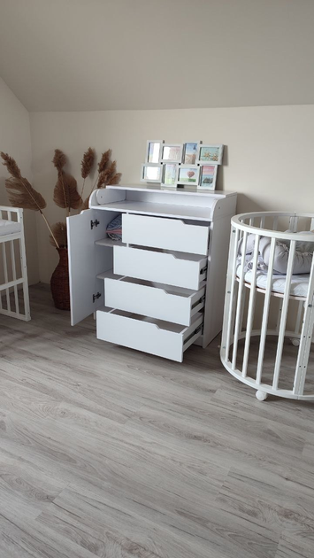 Пеленальний комод Baby Оптима 4+1 Soft+ Бiлий – низькі ціни, кредит ...