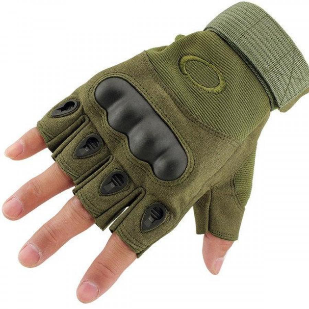 Перчатки тактические беспалые XL Зеленые - изображение 1