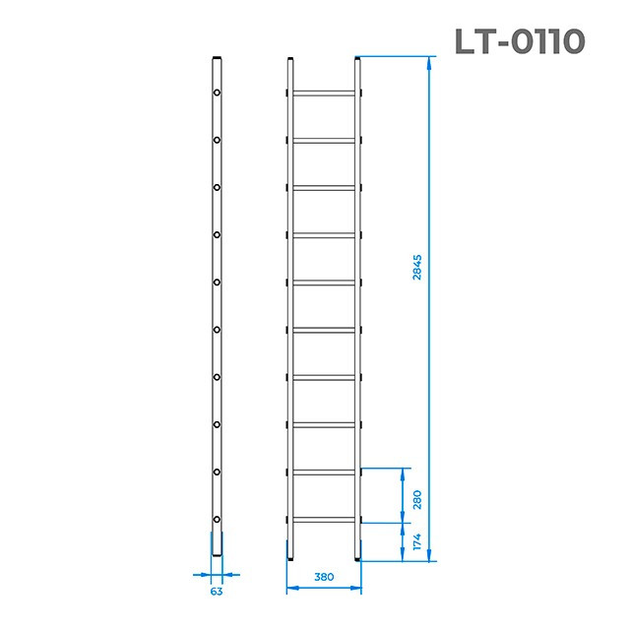 Приставна драбина алюмінієва 10 ступенів INTERTOOL LT-0110 – фото ...