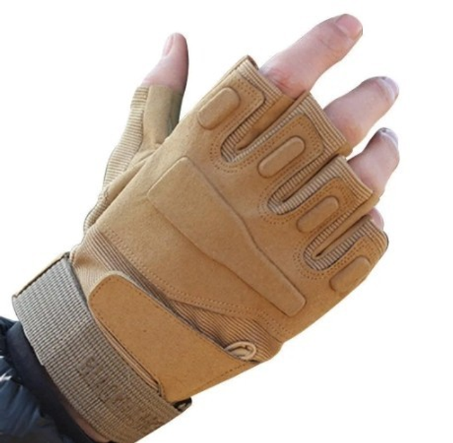 Тактические военные перчатки без пальцев (размер XL) Цвет - Койот - изображение 2