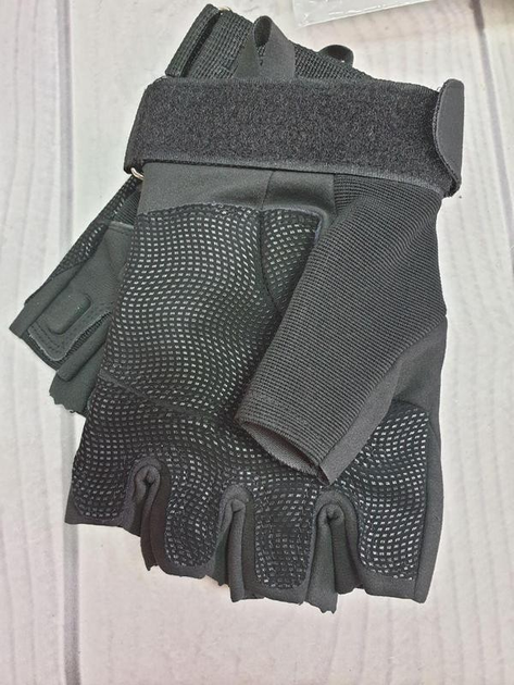 Тактические военные перчатки без пальцев (размер XL) Цвет - Черный - изображение 2