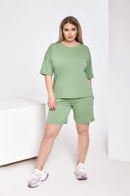 Женский спортивный костюм футболка и шорты SS0122 р50/52 яблочный ...