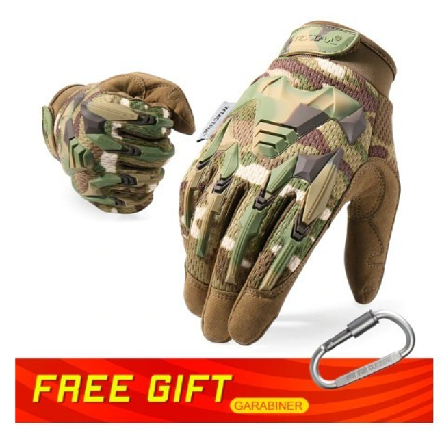 Тактические армейские перчатки с пальцами светлый камуфляж JIUSUYI B35 - изображение 1