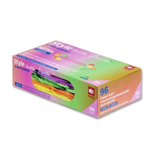 Перчатки нитриловые Tutti Frutti прочные разноцветные 4 цвета без пудры 96шт M - изображение 2