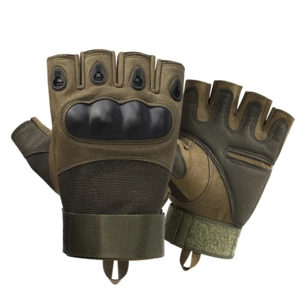 Тактичні рукавиці військові-армійські безпалі L Зелений - зображення 1