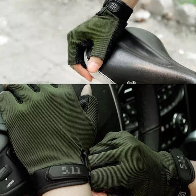 Тактические перчатки беспалые 5.11 тонкие XL Зеленый - изображение 2
