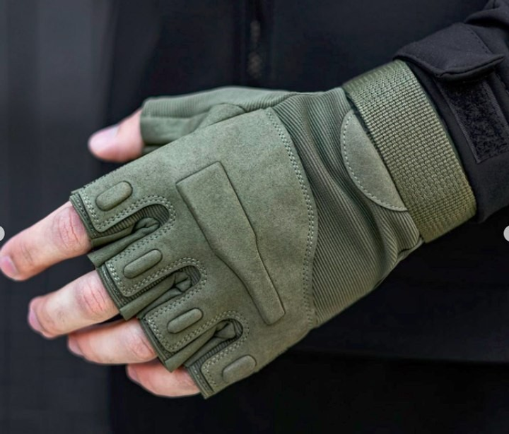 Перчатки UA Перчатки тактические военные беспалые хаки без пальцев - изображение 1