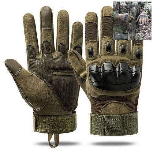 Перчатки тактические Combat-1; XL (22-24см); Полнопалые; Оливковые. Штурмовые перчатки Комбат ХЛ. - изображение 2