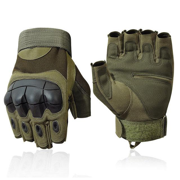 Тактические, штурмовые беспалые перчатки (велоперчатки, мотоперчатки) TG-04 Green L - изображение 2