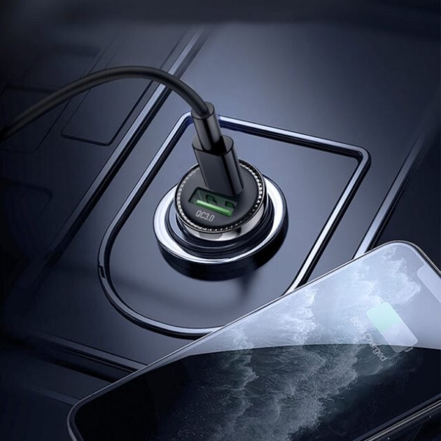 Автомобільний зарядний пристрій Hoco Z44 Leading PD20W QC3.0 (1USB/3A, Type-C to Lightning) - Чорний - зображення 4
