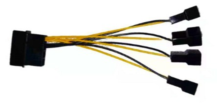 Переходник питания для кулера MOLEX (молекс) -> для 4шт кулеров 2 pin ...