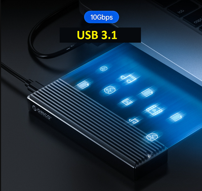 Внешний карман Orico M2PV-C3 для NVMe (PCIe) M2 SSD USB 3.1 Gen 2 Type-C - Фото 5 Внешний карман Orico M2PV-C3 для NVMe (PCIe) M2 SSD USB 3.1 Gen 2 Type-C - изображение 5