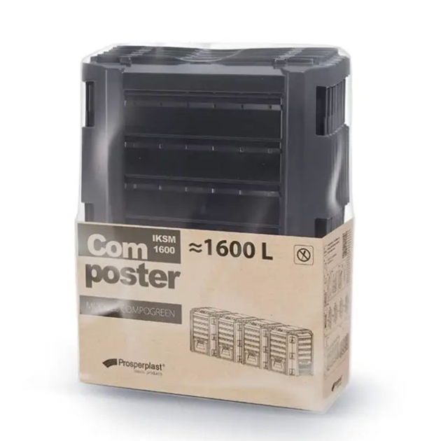 Компостер садовый для дачи и загородного дома Prosperplast Compogreen IKSM1600C-S411 пластиковый на 1600 л с крышкой для компостирования биологических отходов - изображение 3