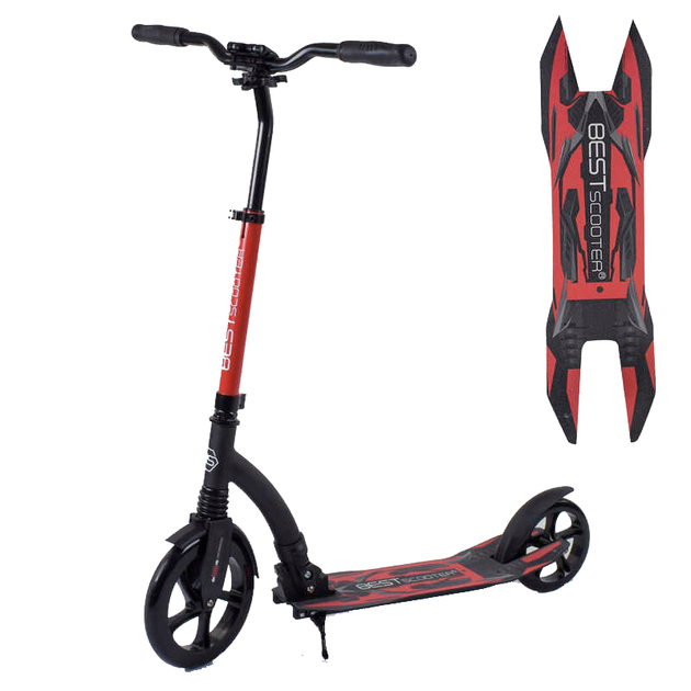 Самокат двухколесный складной Best Scooter 40860 Черный с красным ...