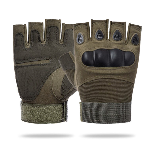 Тактические беспалые перчатки (велоперчатки, мотоперчатки) Eagle Tactical ET-01 Green Размер М - изображение 1