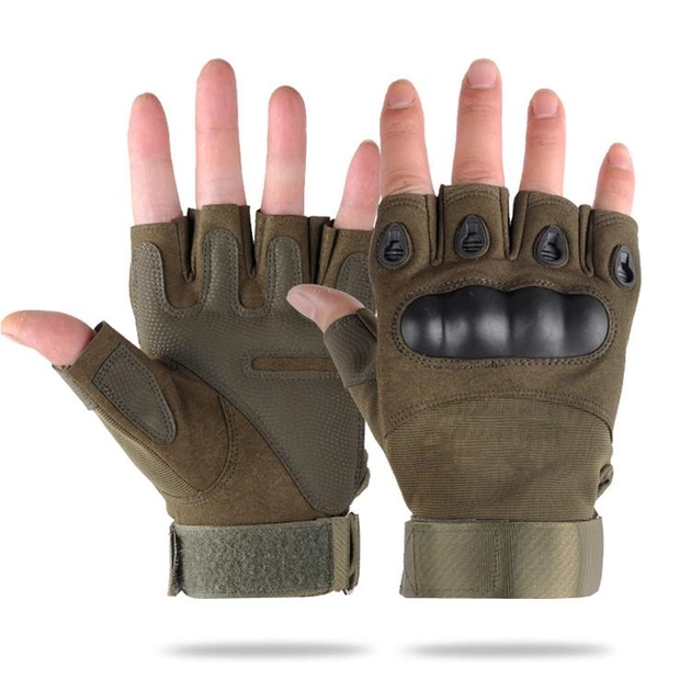 Тактические беспалые перчатки (велоперчатки, мотоперчатки) Eagle Tactical ET-01 Green Размер М - изображение 2