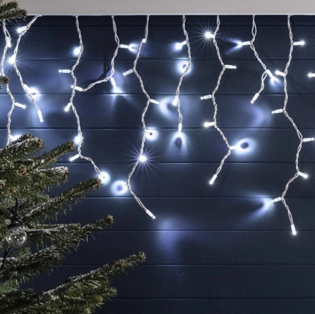 Новогодняя гирлянда "Дождик уличный ICE" 100 LED (белый кабели) белая ...