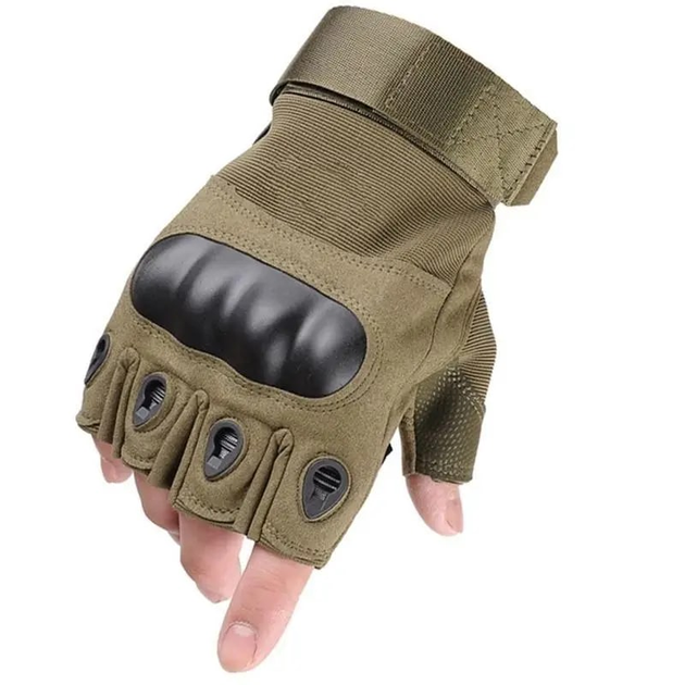 Військові штурмові рукавички без пальців Combat (похідні, армійські, захисні, мисливські) Оливковий Розмір: M(23999zcczc)(LIVE) - зображення 1