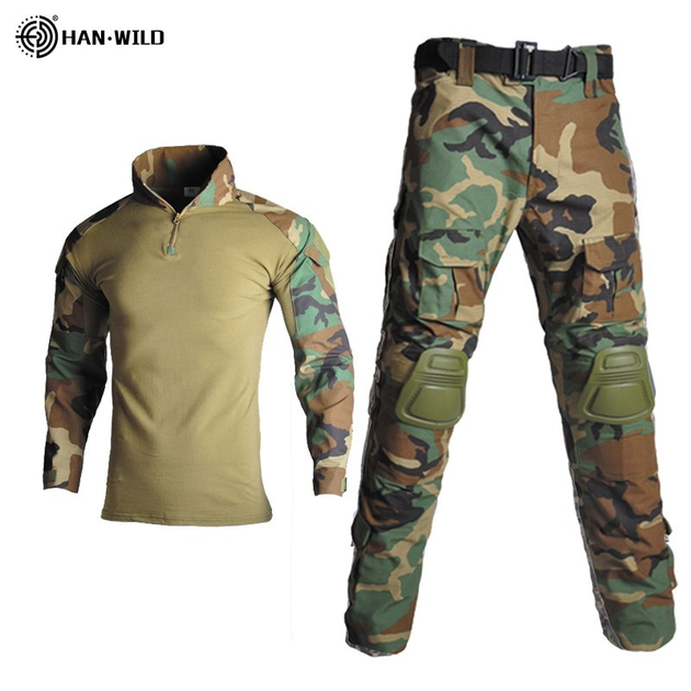 Тактичний костюм HAN WILD Убакс та Штани із захистом колін 2XL Коричнево-зелений Камуфляж HW00268-2 - зображення 1