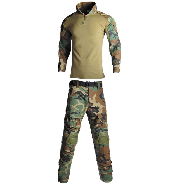 Тактичний костюм HAN WILD Убакс та Штани із захистом колін 2XL Коричнево-зелений Камуфляж HW00268-2 - зображення 2