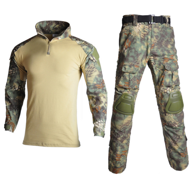 Тактичний костюм HAN WILD Jungle Python Убакс та Штани із захистом колін XL Зелений Камуфляж HWP00268-1 - зображення 1