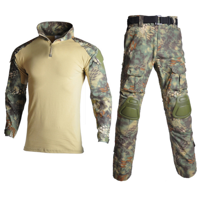 Тактичний костюм HAN WILD Jungle Python Убакс та Штани із захистом колін L Зелений Камуфляж HWP00268 - зображення 1