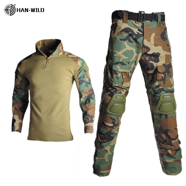 Тактичний костюм HAN WILD Убакс та Штани із захистом колін XL Коричнево-зелений Камуфляж HW00268-1 - зображення 1