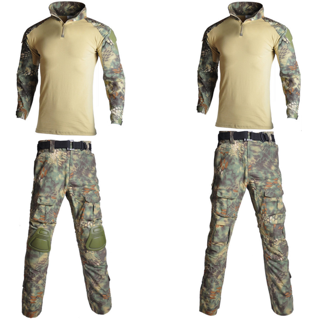 Тактичний костюм HAN WILD Jungle Python Убакс та Штани із захистом колін 2XL Зелений Камуфляж HWP00268-2 - зображення 2