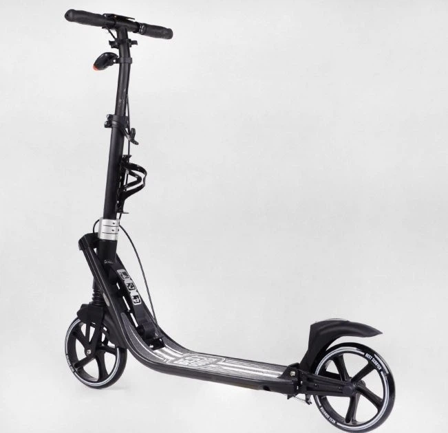 Самокат двухколесный Best Scooter с фарой и амортизацией от 6 лет черный с красным L-36375 - Фото 4 Самокат двухколесный Best Scooter с фарой и амортизацией от 6 лет черный с красным L-36375 - изображение 4