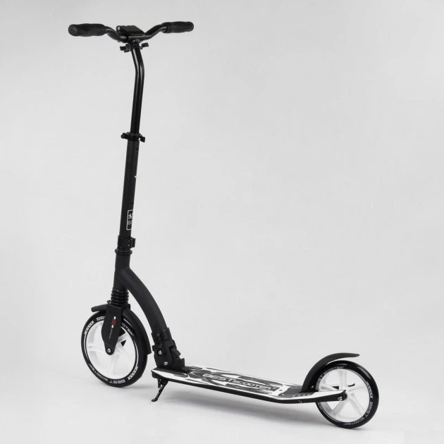Самокат детский двухколесный Best Scooter от 5 лет широкий руль и амортизация черный с белым 75343 - Фото 4 Самокат детский двухколесный Best Scooter от 5 лет широкий руль и амортизация черный с белым 75343 - изображение 4