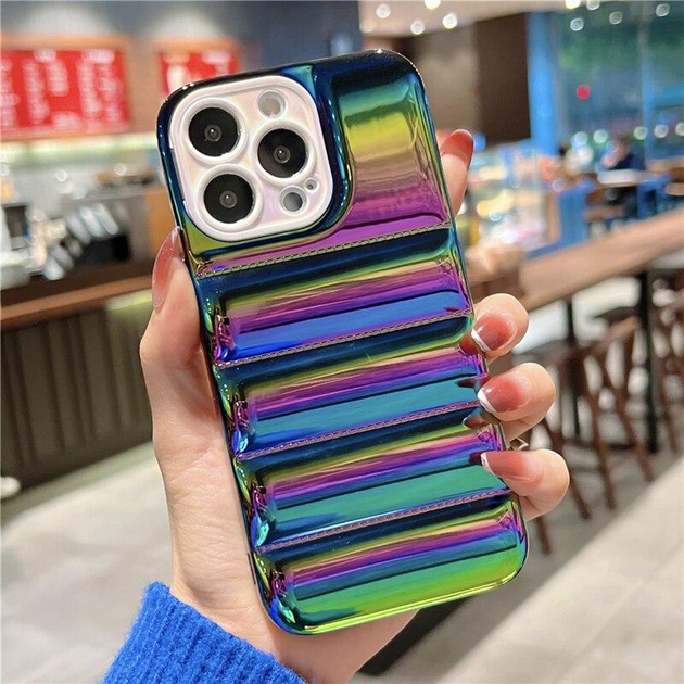 Чехол-пуховик Puffer для iPhone 12 Pro голографический Радужный – фото ...