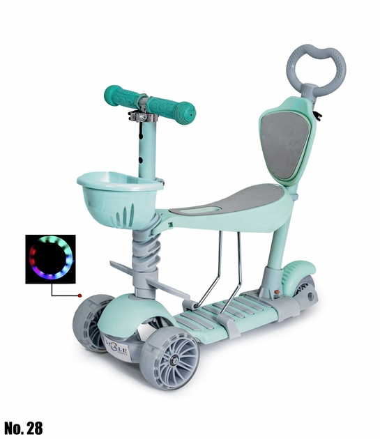 Детский самокат - трансформер 5 в 1 Scooter Simple Green с родительской ...