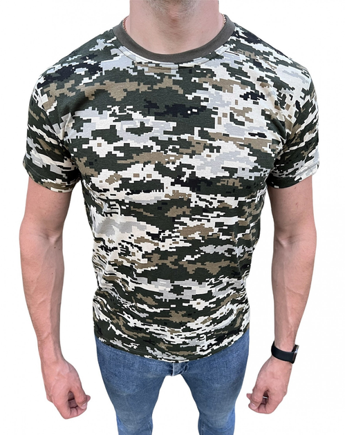Футболка Пиксель ЗСУ мужская, летняя военная футболка, тактическая футболка для военных ВСУ. Размер XXL (56) - изображение 1